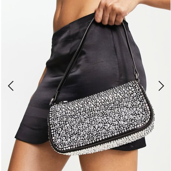 Mango Rhinestone Embellished Black Purse - Picture 2 of 5